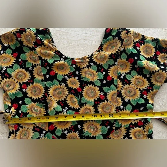 Vintage Sunflower Print Maxi Dress - 90s Y2K modest Women small - Picture 7 of 8
